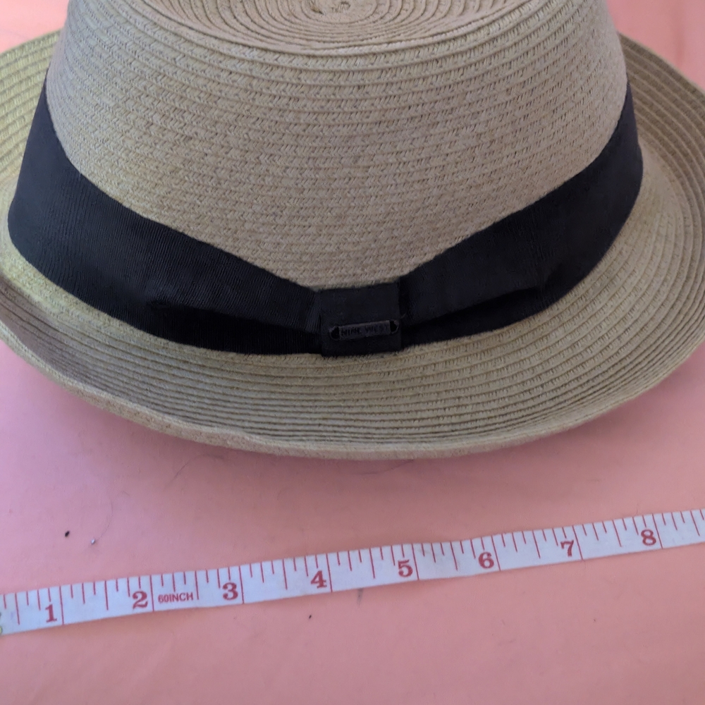 Nine West Tan Straw Trilby with Black Ribbon